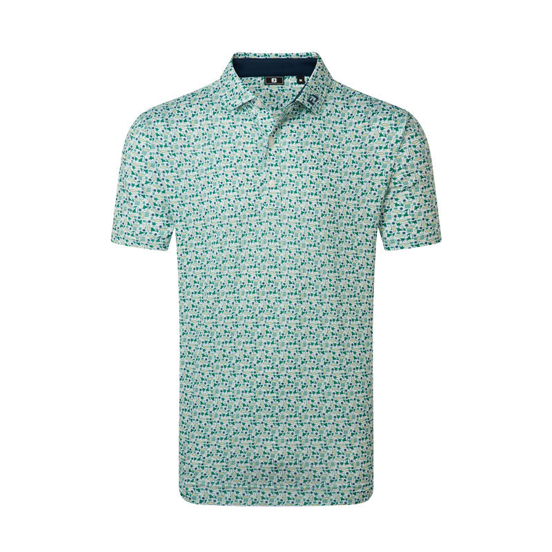 FOOTJOY Surfs Up Print Lisle Men's Polo (Green)