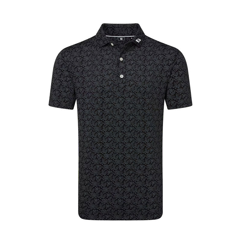 FOOTJOY Wingtip Floral Lisle Men's Polo (Black)