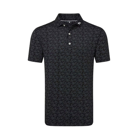 FOOTJOY Wingtip Floral Lisle Men's Polo (Black)