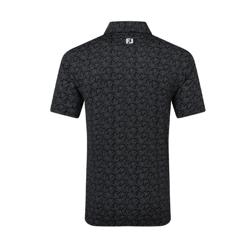 FOOTJOY Wingtip Floral Lisle Men's Polo (Black)