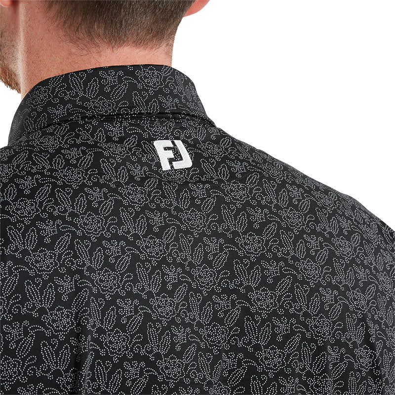 FOOTJOY Wingtip Floral Lisle Men's Polo (Black)
