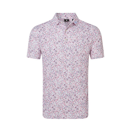 FOOTJOY Watercolor Floral Print Pique Men's Polo (White/Pink)