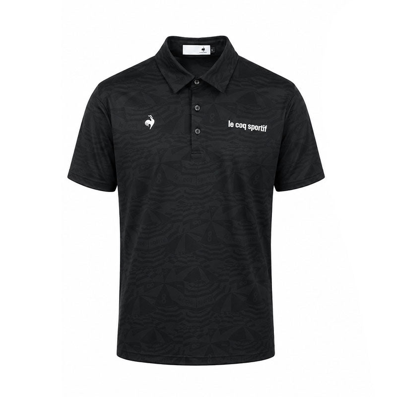 LE COQ SPORTIF GOLF Stretch Marine Parasol Jacquard Men's Polo (Black)
