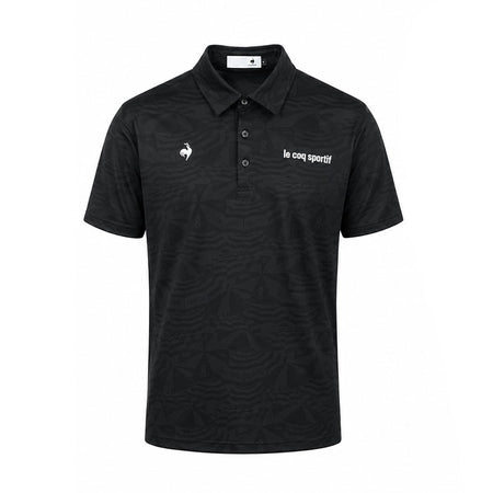 LE COQ SPORTIF GOLF Stretch Marine Parasol Jacquard Men's Polo (Black)