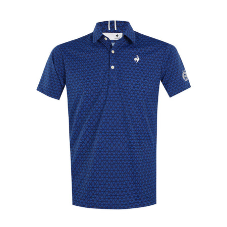 LE COQ SPORTIF GOLF Checkered Pattern Men's Polo (Blue)