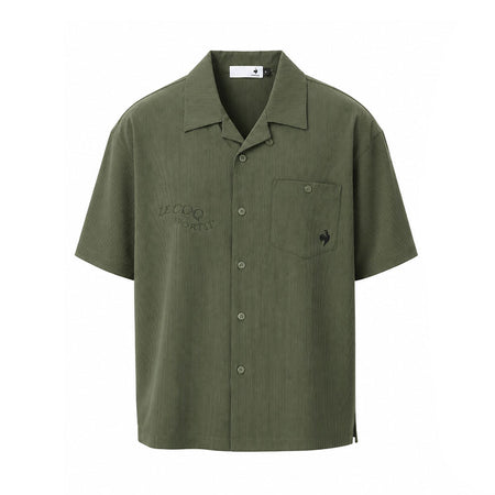 LE COQ SPORTIF GOLF Soccer Stripe Open-Collar Men's Polo (Khaki)