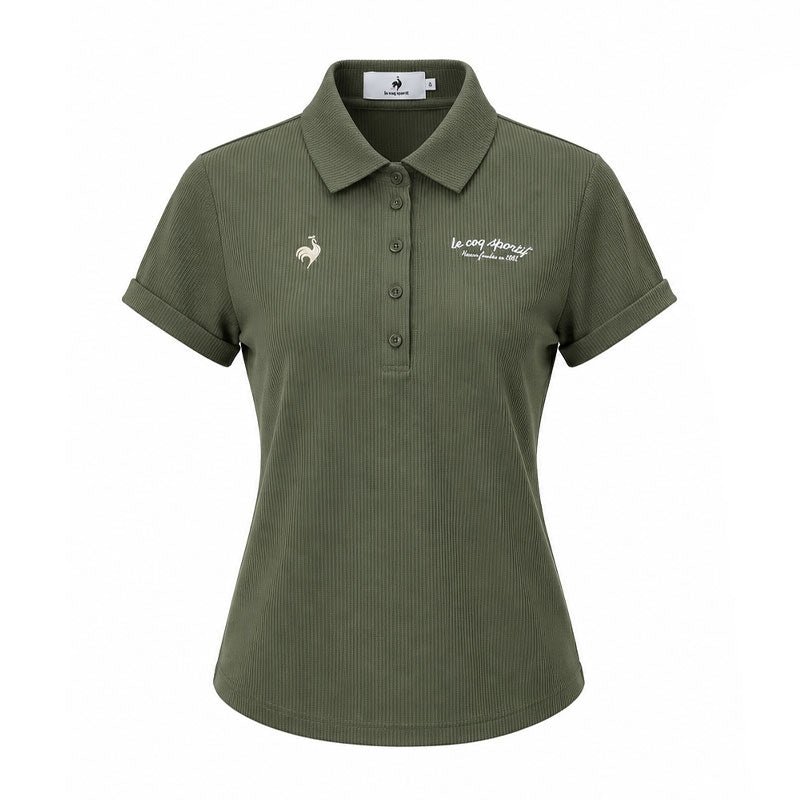 LE COQ SPORTIF GOLF Soccer Stripe Women's Polo (Khaki)
