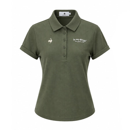 LE COQ SPORTIF GOLF Soccer Stripe Women's Polo (Khaki)