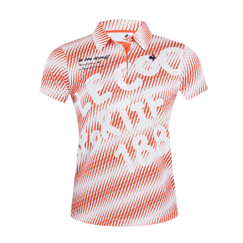 LE COQ SPORTIF GOLF Diagonal Pattern Women's Polo (Orange)
