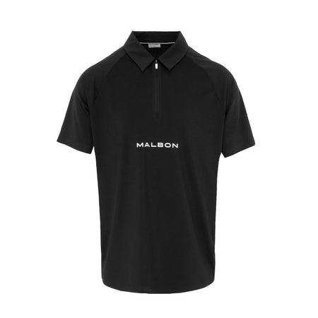 MALBON GOLF Performance Zip Raglan Men's Polo (Black)