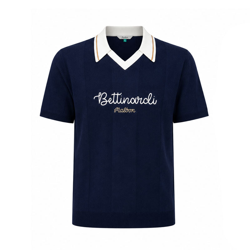 MALBON GOLF x Bettinardi Knit Men's Polo (Maritime Blue)