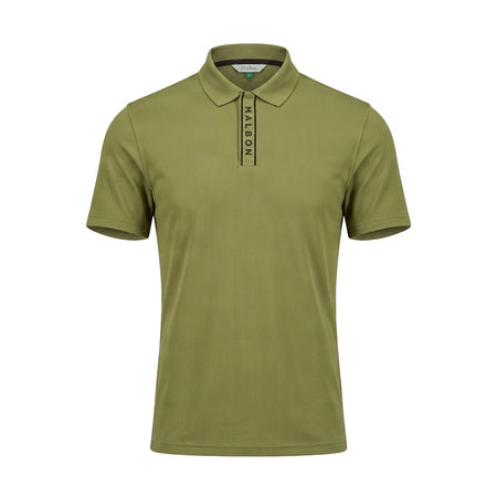 MALBON GOLF Evergreen Block Placket Men's Polo (Military Green)
