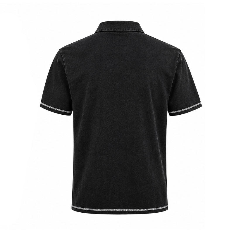 MALBON GOLF Fairway Overdyed Men's Polo (Black)