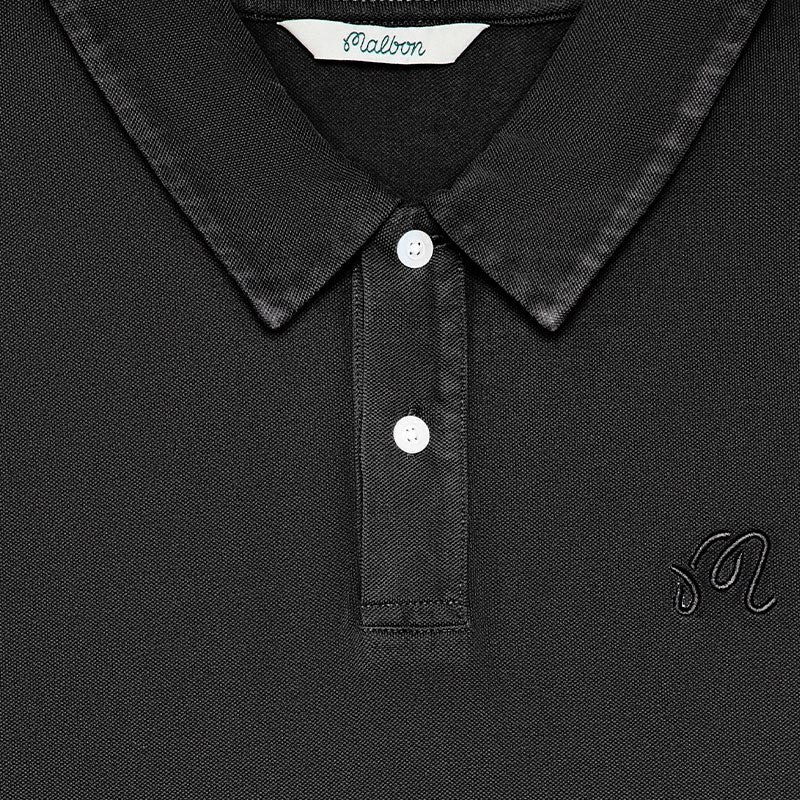 MALBON GOLF Fairway Overdyed Men's Polo (Black)