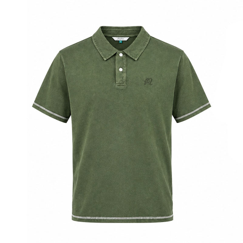 MALBON GOLF Fairway Overdyed Men's Polo (Rifle Green)