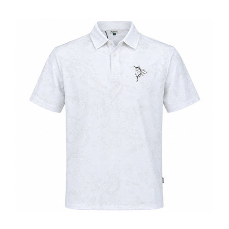 MALBON GOLF Fairway Bahair Men's Polo (White Ripple)