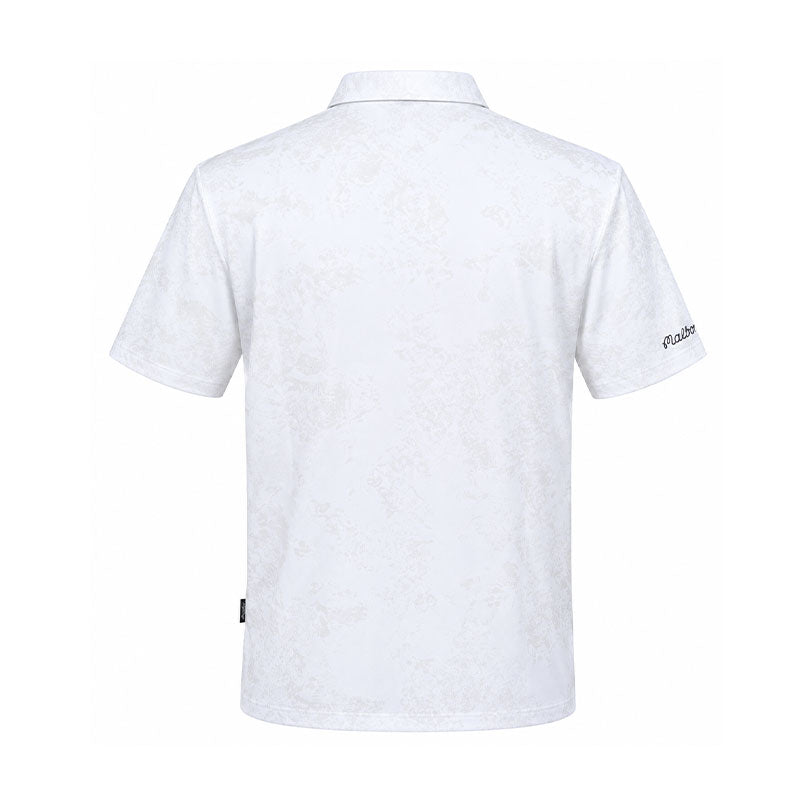 MALBON GOLF Fairway Bahair Men's Polo (White Ripple)