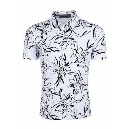 GFORE Big Floral Silky Tech Nylon Men's Polo (Snow)