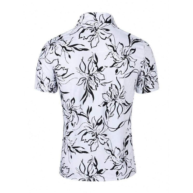 GFORE Big Floral Silky Tech Nylon Men's Polo (Snow)