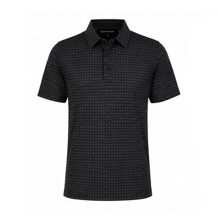 CUTTER & BUCK Mercerized Rectangle Linear Print Men's Polo (Black/Brown)