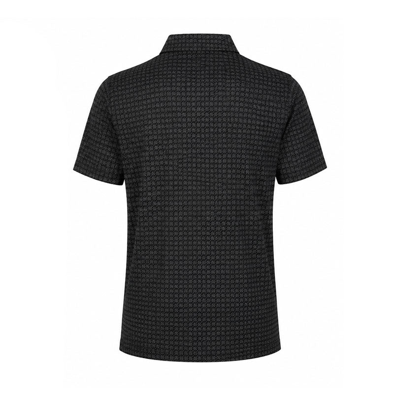 CUTTER & BUCK Mercerized Rectangle Linear Print Men's Polo (Black/Brown)