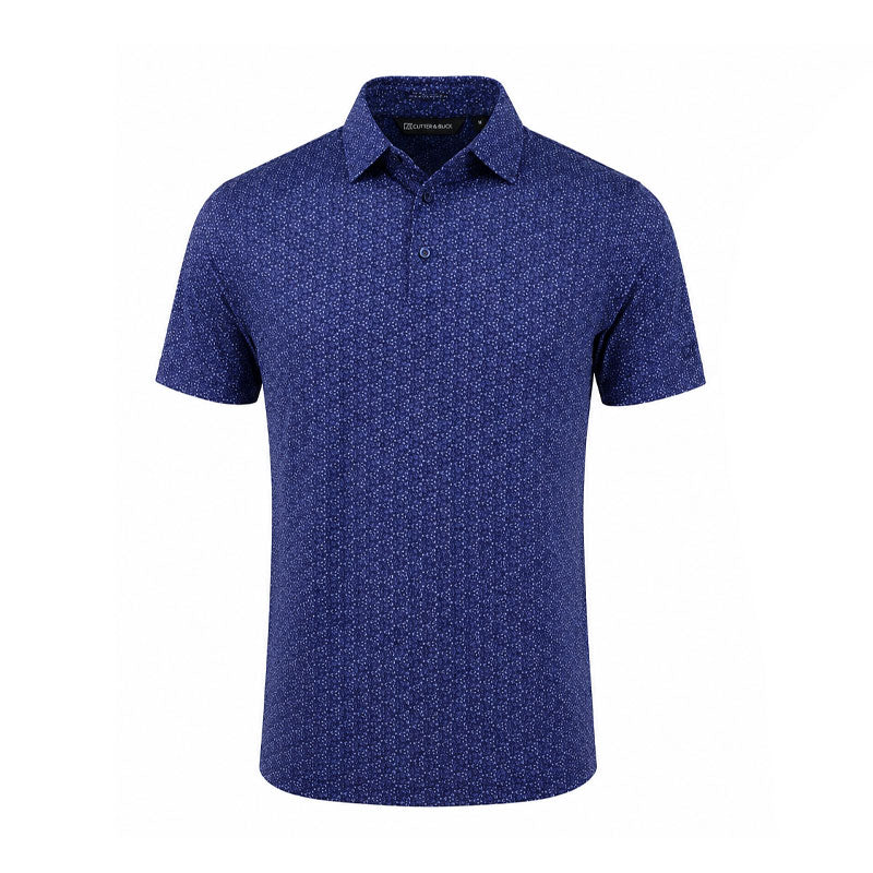 CUTTER & BUCK Mercerized Floral Print Men's Polo (Blue)