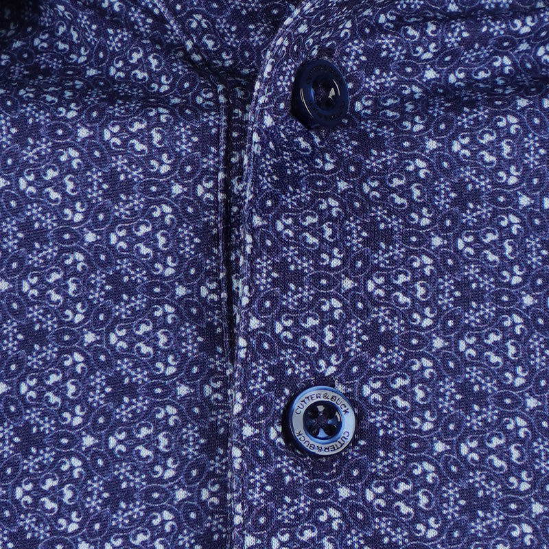 CUTTER & BUCK Mercerized Floral Print Men's Polo (Blue)