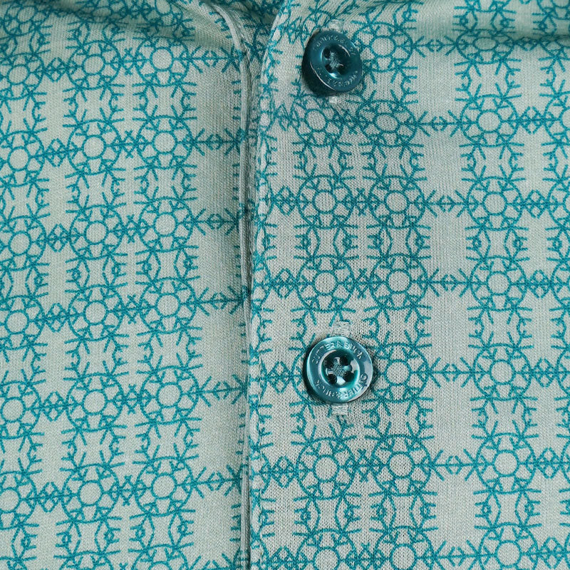 CUTTER & BUCK Mercerized Seamless Print Men's Polo (Green)