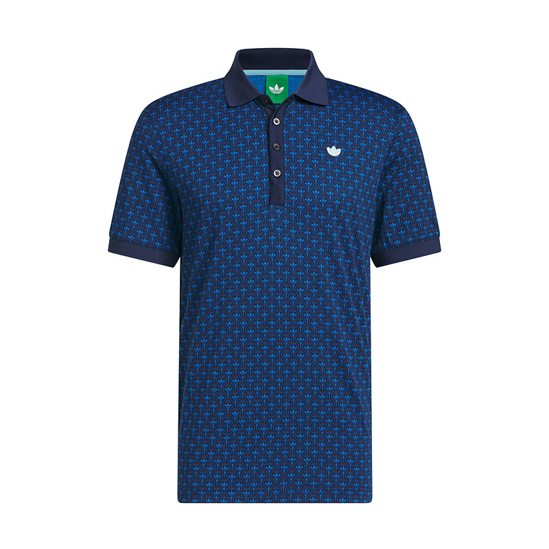 ADIDAS Originals All Over Trefoil Men's Polo (Bluebird/Night Indigo)