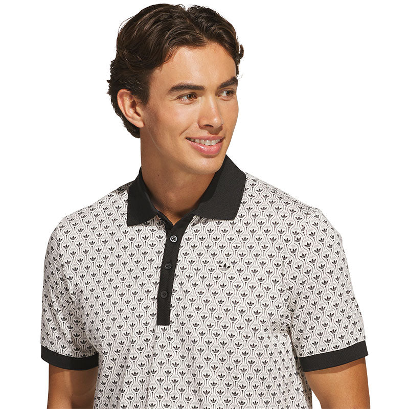 ADIDAS Originals All Over Trefoil Men's Polo (White/Black)