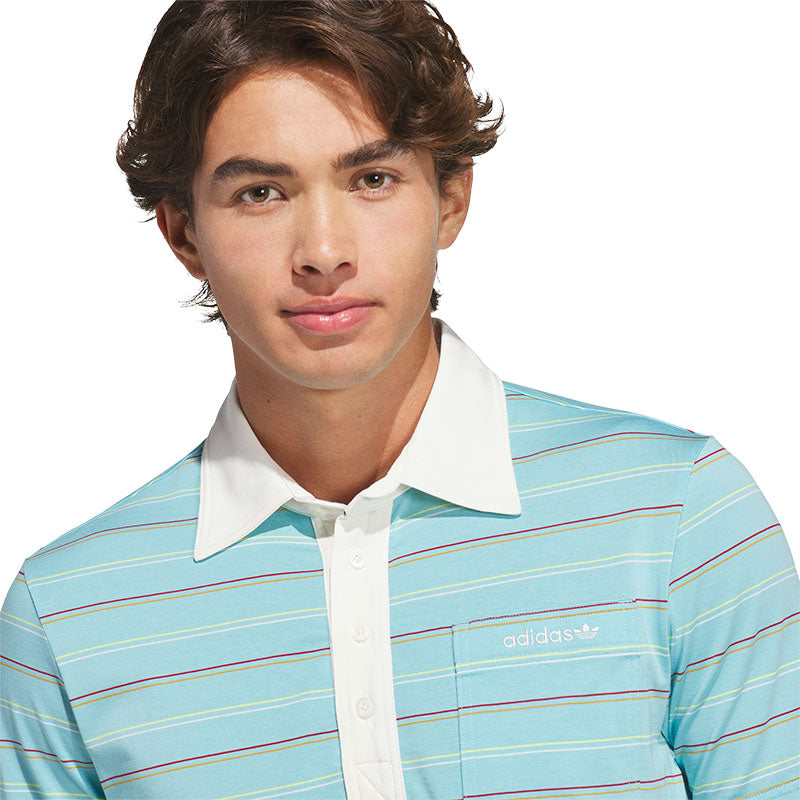 ADIDAS Originals Archive Stripe Men's Polo (Light Aqua)