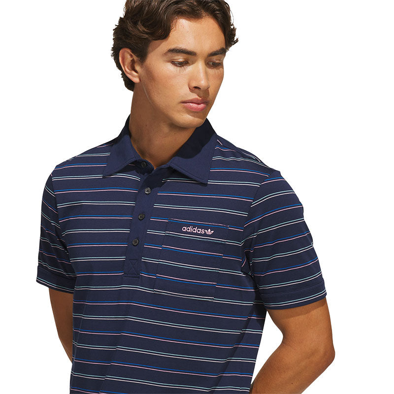 ADIDAS Originals Archive Stripe Men's Polo (Night Indigo/St Tropic Bloom)