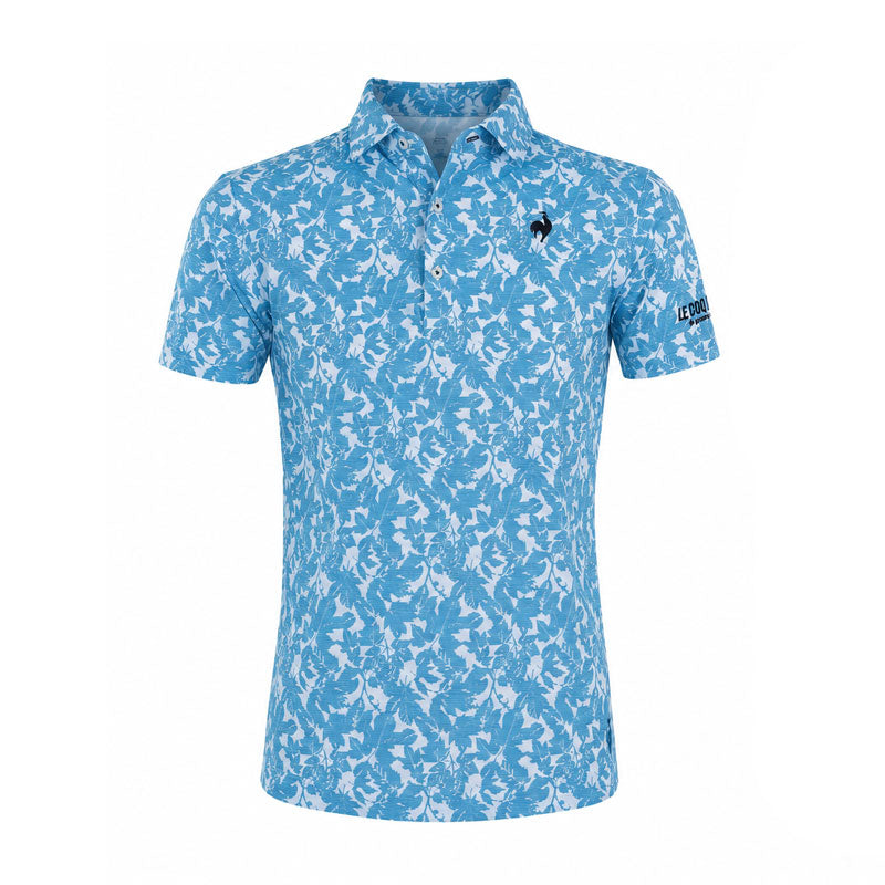 LE COQ SPORTIF GOLF Leaf Pattern Men's Polo (Black)