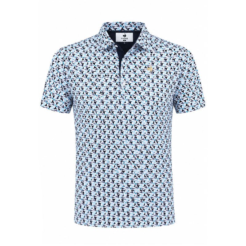 LE COQ SPORTIF GOLF Stretch Geometric Men's Polo (Black)