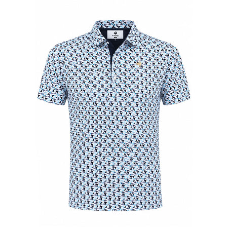 LE COQ SPORTIF GOLF Stretch Geometric Men's Polo (Black)
