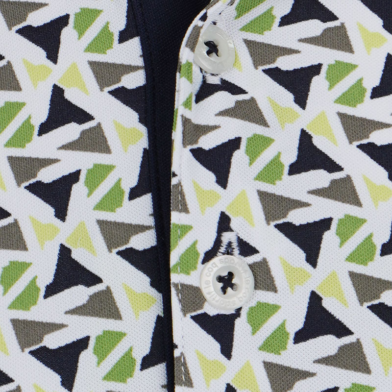 LE COQ SPORTIF GOLF Stretch Geometric Men's Polo (Lime)