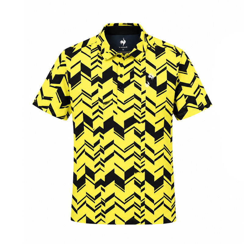 LE COQ SPORTIF GOLF Herringbone Print Men's Shirt (Yellow)