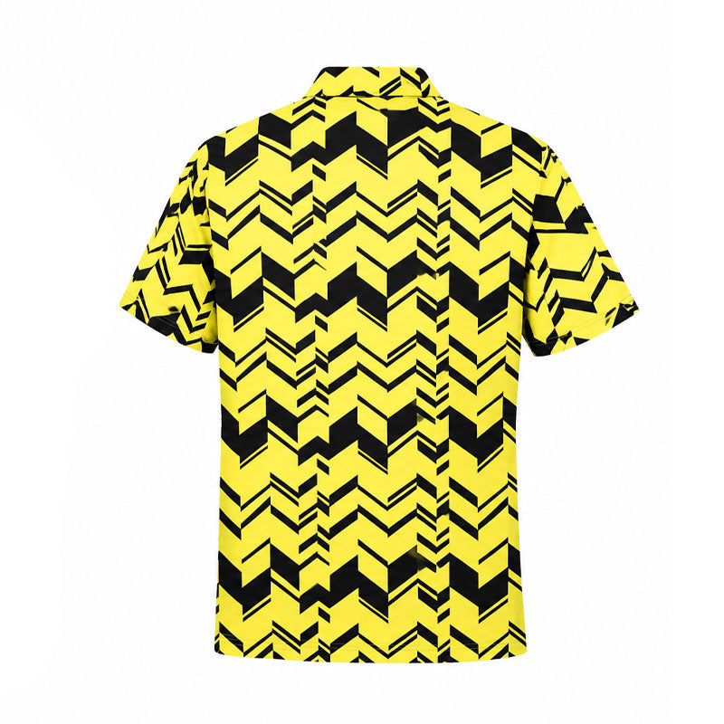 LE COQ SPORTIF GOLF Herringbone Print Men's Shirt (Yellow)