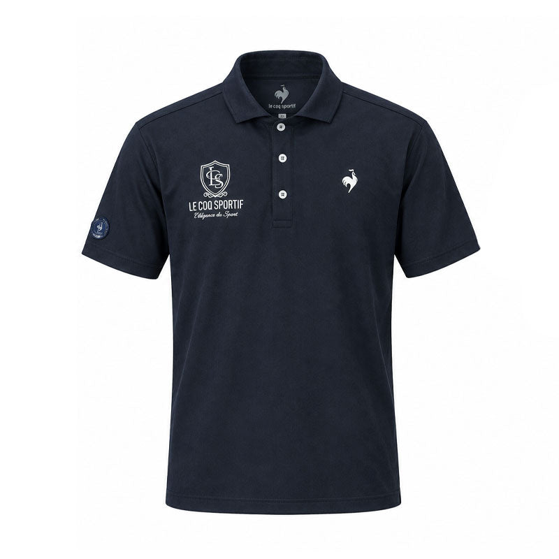 LE COQ SPORTIF GOLF Stretch Herringbone Pattern Men's Polo (Navy)