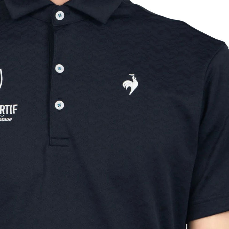 LE COQ SPORTIF GOLF Stretch Herringbone Pattern Men's Polo (Navy)