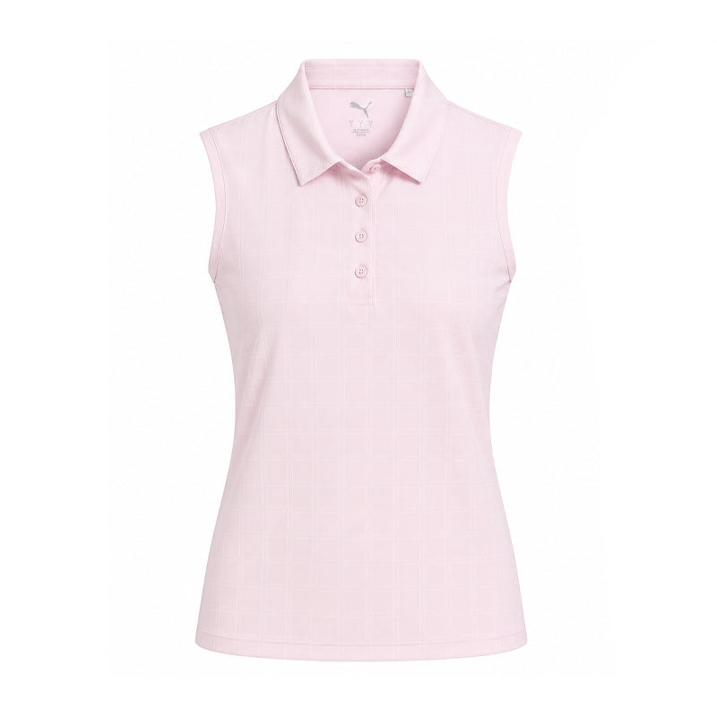 PUMA Plaid Knit Women's Sleeveless Polo (Pink)
