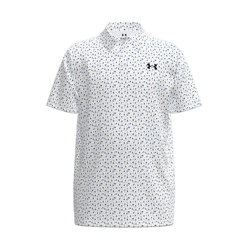 UNDER ARMOUR Matchplay Printed Boy's Polo (White/Academy)