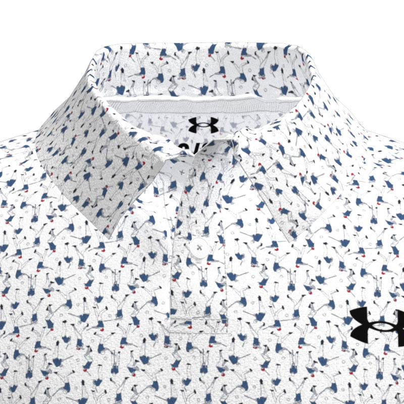 UNDER ARMOUR Matchplay Printed Boy's Polo (White/Academy)