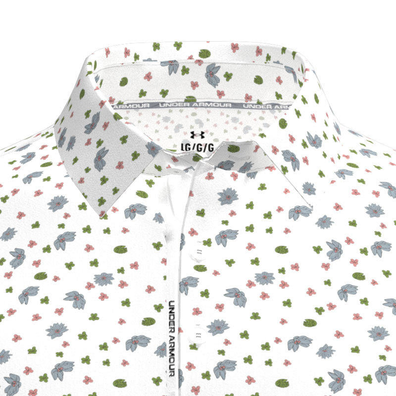 UNDER ARMOUR ArmourDry Printed Men's Polo (White/Blue Wind)
