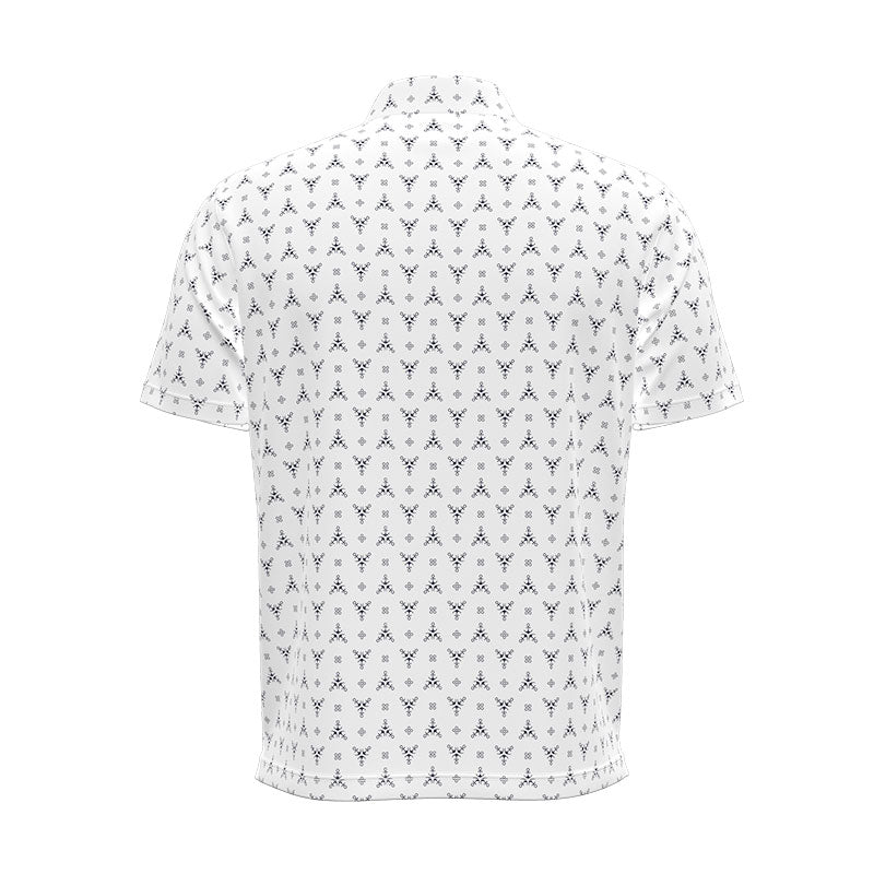 UNDER ARMOUR Drive Chill Printed Men's Polo (White/Midnight Navy)