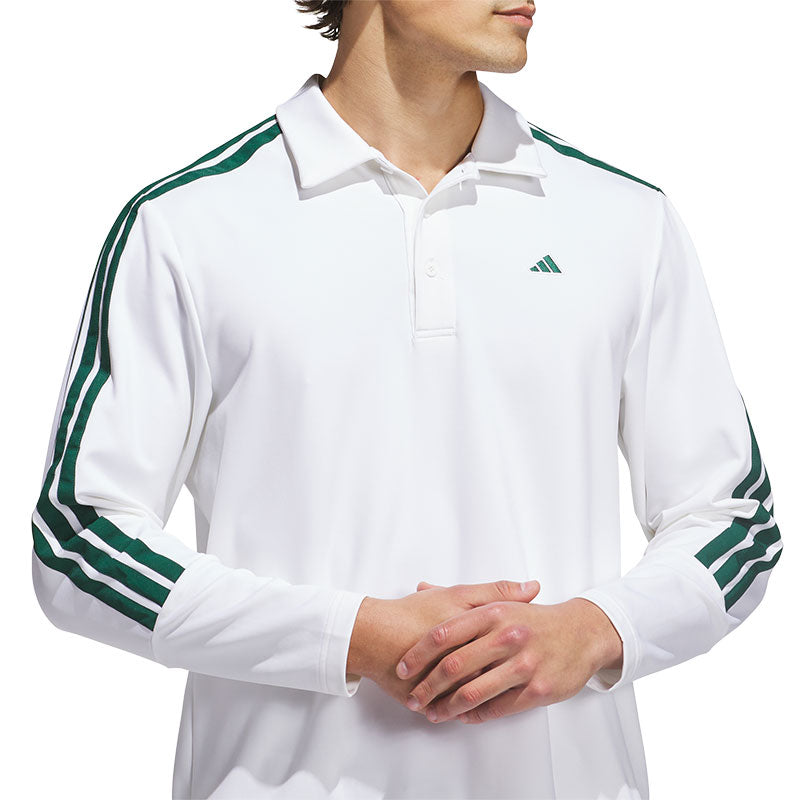 ADIDAS 3-Stripes Men's Long Sleeve Polo (White)