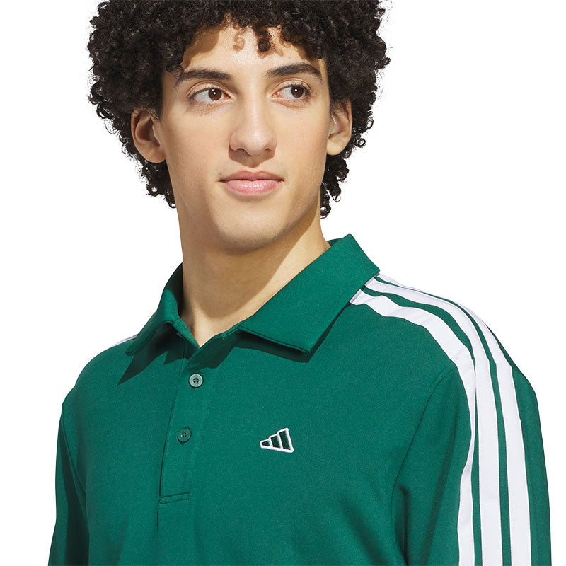 ADIDAS 3-Stripes Men's Long Sleeve Polo (Green)