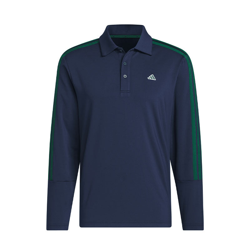 ADIDAS 3-Stripes Men's Long Sleeve Polo (Blue)