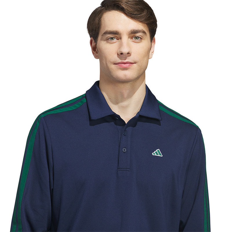 ADIDAS 3-Stripes Men's Long Sleeve Polo (Blue)