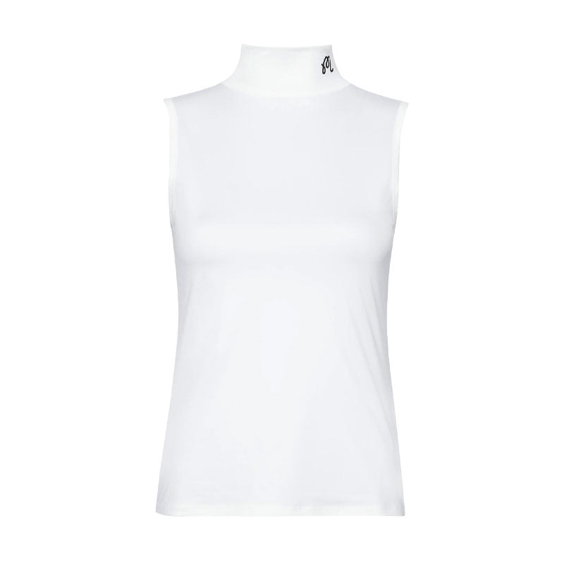 MALBON GOLF Matchpoint Women's Sleeveless Mock Shirt (White)